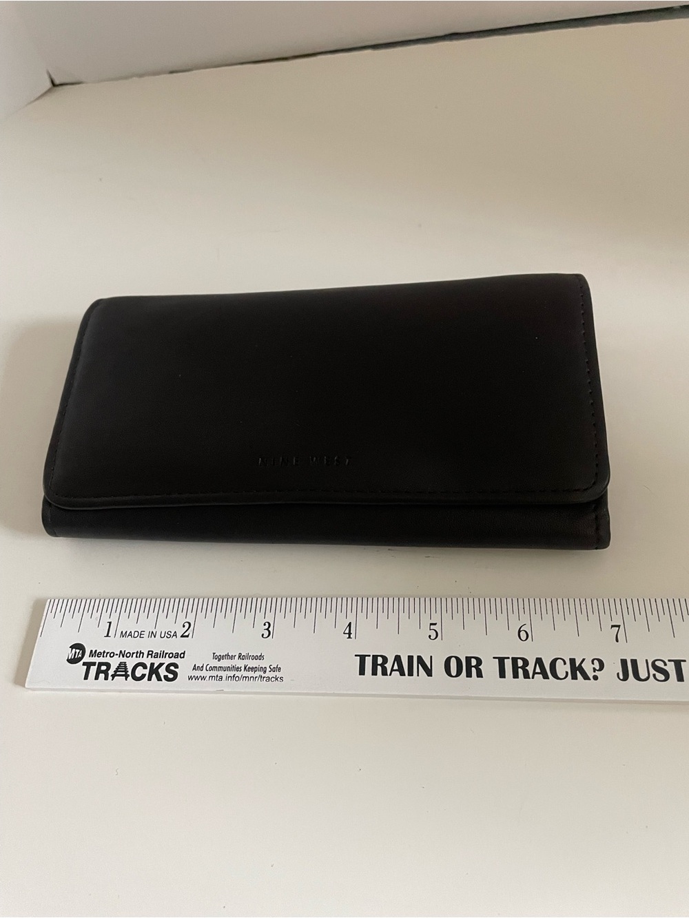 Nine West Black Fold-Over Leather Wallet